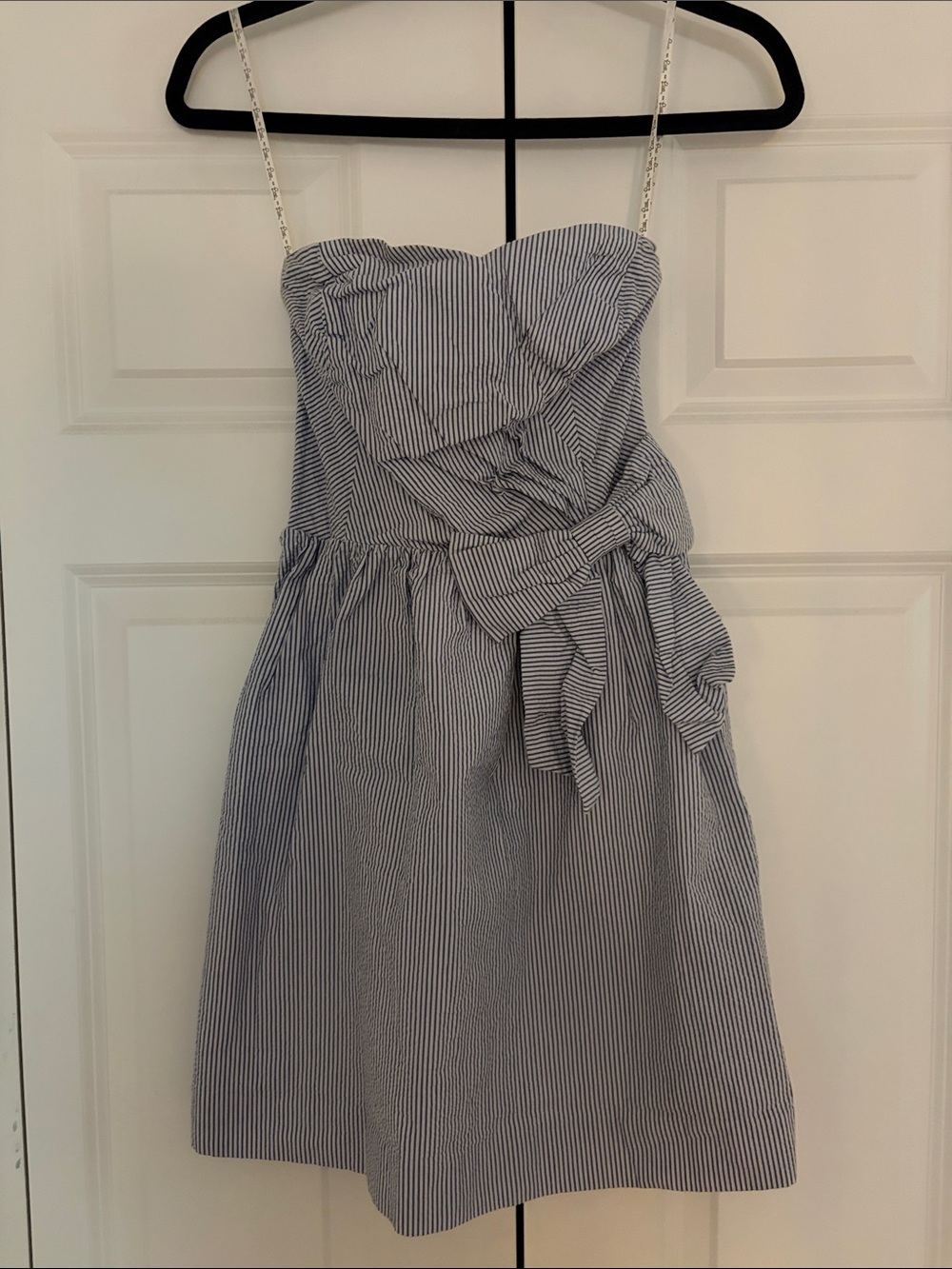 Lilly Pulitzer Navy and White Seersucker Strapless Sundress | size: M